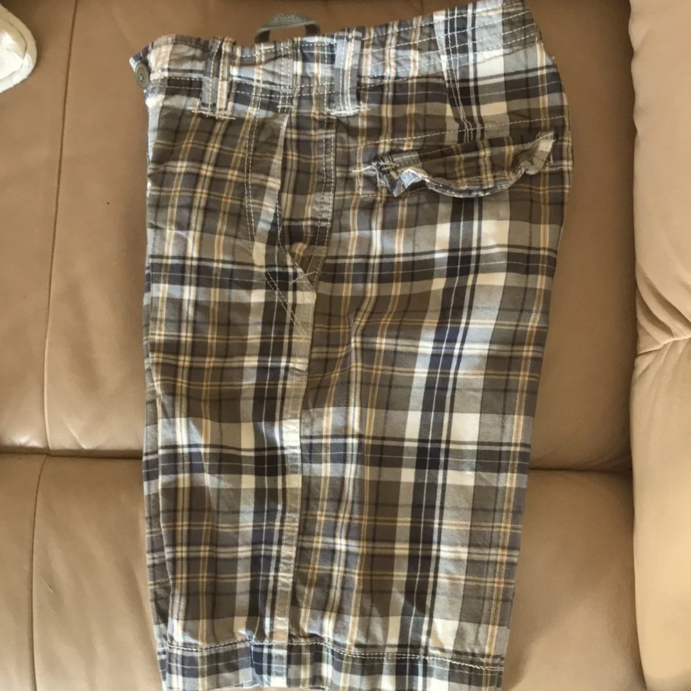 Gap plaid cotton twill 8 slim adjustable waist shorts EUC